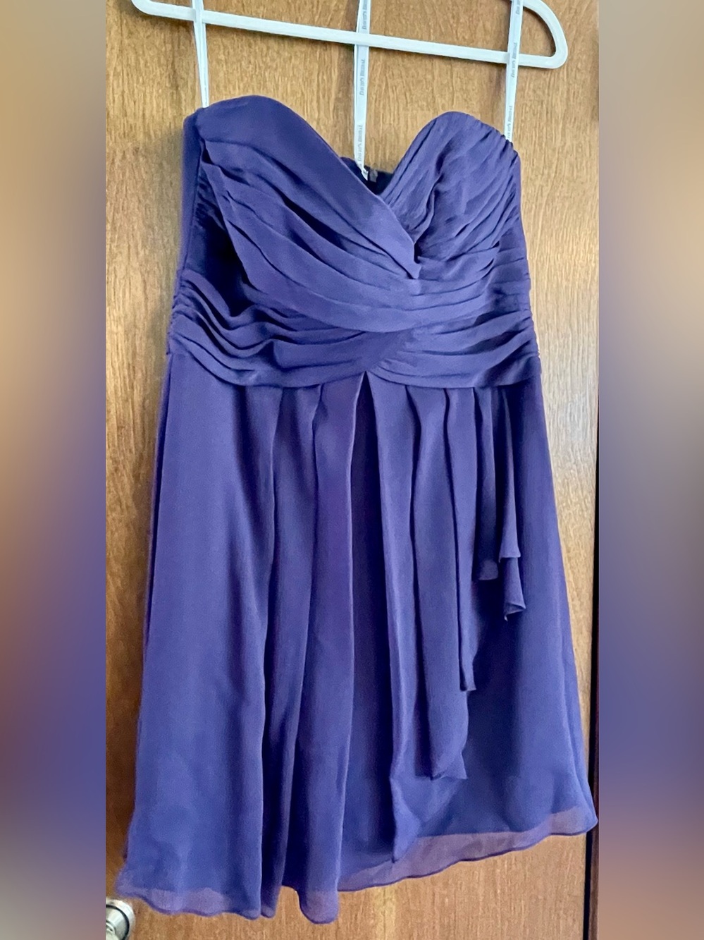 David's Bridal Short Strapless Chiffon Dress | Lapis Purple | Size 12 | NWT